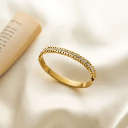316L Stainless Steel Waterproof Minimal Bangle - Gold Tone