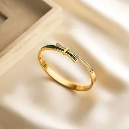 316L Stainless Steel Waterproof Minimal Bangle - Gold Tone