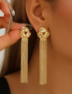 Tassel Metal Dangle Earrings 001