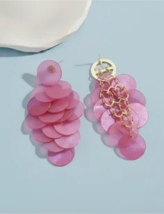 Shell Disc Earrings – Pink