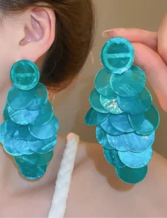 Shell Disc Earrings – Turquoise