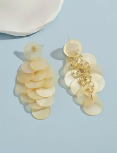 Shell Disc Earrings - Yellow