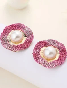 Pearl Stone Earrings - Pink