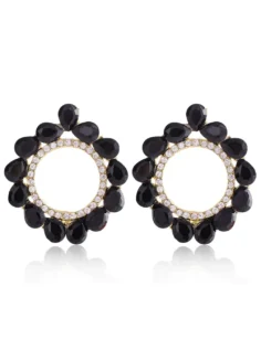Crystal Hoop Earrings - Black