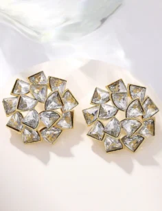 Rhinestone Earrings - White