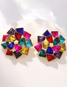 Rhinestone Earrings - Multi-Color
