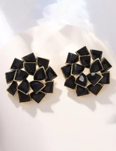 Rhinestone Earrings - Black