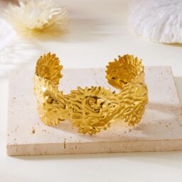 316L Stainless Steel Waterproof Sleek Gold Cuff Bracelet for Women (adjustable)