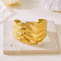316L Stainless Steel Waterproof Minimal Gold Cuff Bracelet for Women (adjustable)