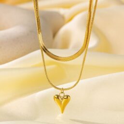 316L Stainless Steel Waterproof Elegant Layered Pendant Necklace for Women