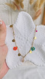 316L Stainless Steel Waterproof Floral Pendant Necklace for Women