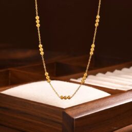 316L Stainless Steel Waterproof Gold Beaded Chain Necklace for Women